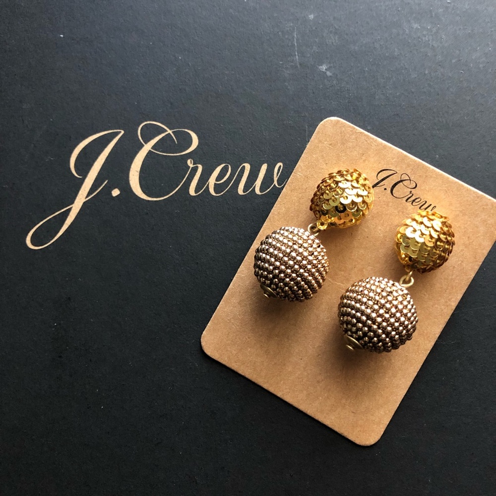 J. Crew Sequin and bead ball-drop earrings